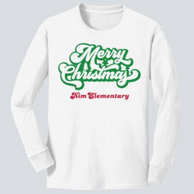 Youth Long Sleeve Shirt - Winter - Merry Christmas Red and Green  Thumbnail