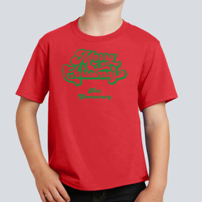 Youth T-Shirt - Winter - Merry Christmas Green Thumbnail