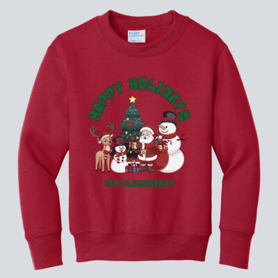 Youth Crewneck - Winter - Happy Holidays Green Thumbnail