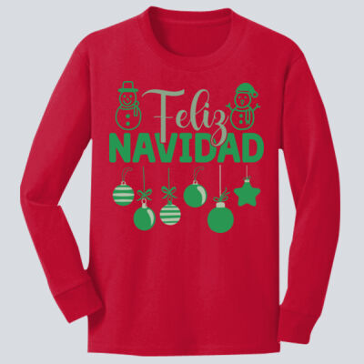 Youth Long Sleeve Shirt - Winter - Feliz Navidad Green Thumbnail